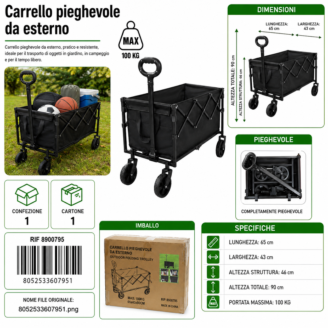 CARRELLO PIEGHEVOLE DA ESTERNO
