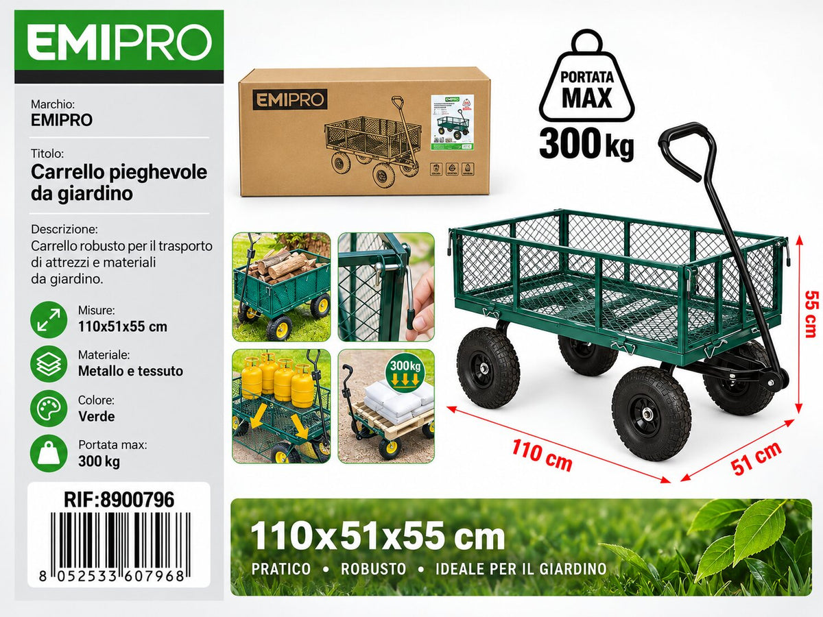 CARRELLO DA GIARDINO 110*51*55CM