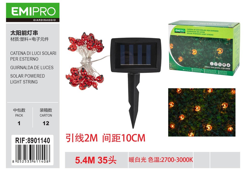 CATENA DI LUCI SOLARI PER ESTERNO 5.4M