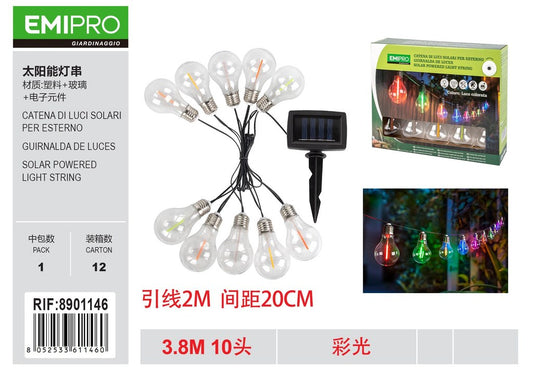CATENA DI LUCI SOLARI PER ESTERNO 3.8M