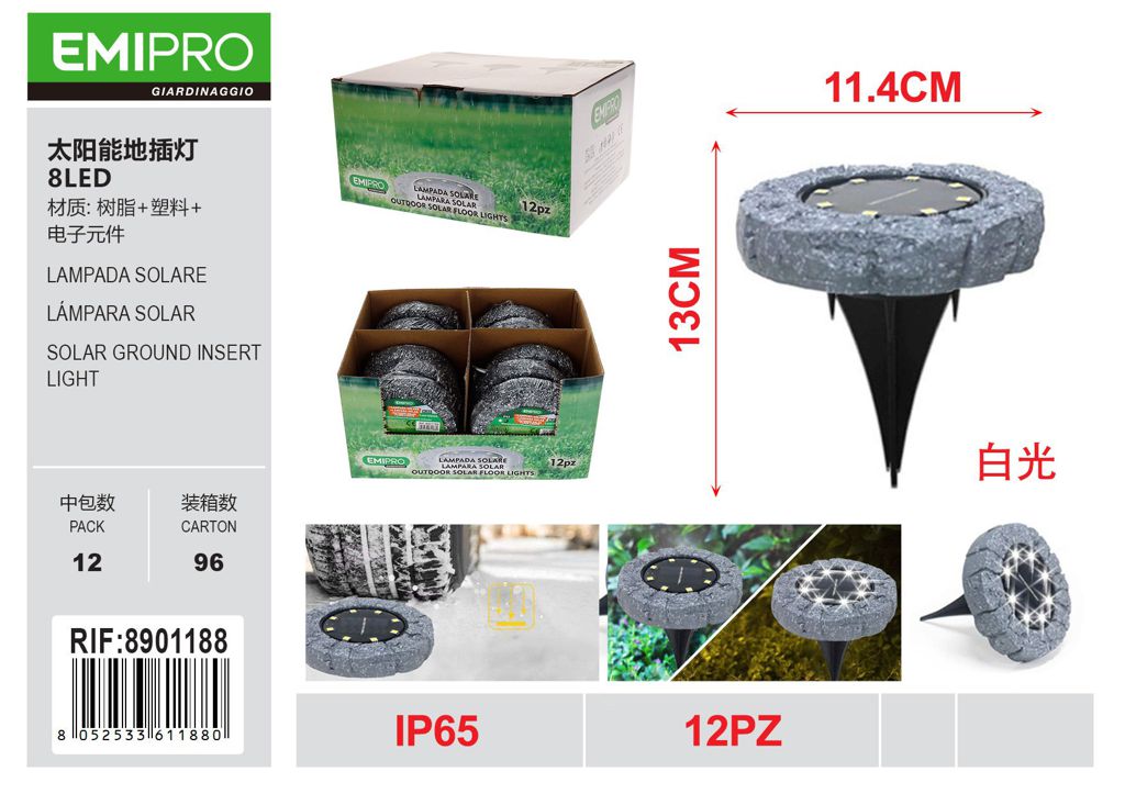 LAMPADA SOLARE 8LED