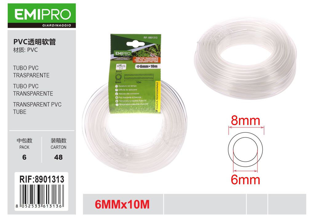 TUBO PVC TRASPARENTE 6MM*10M