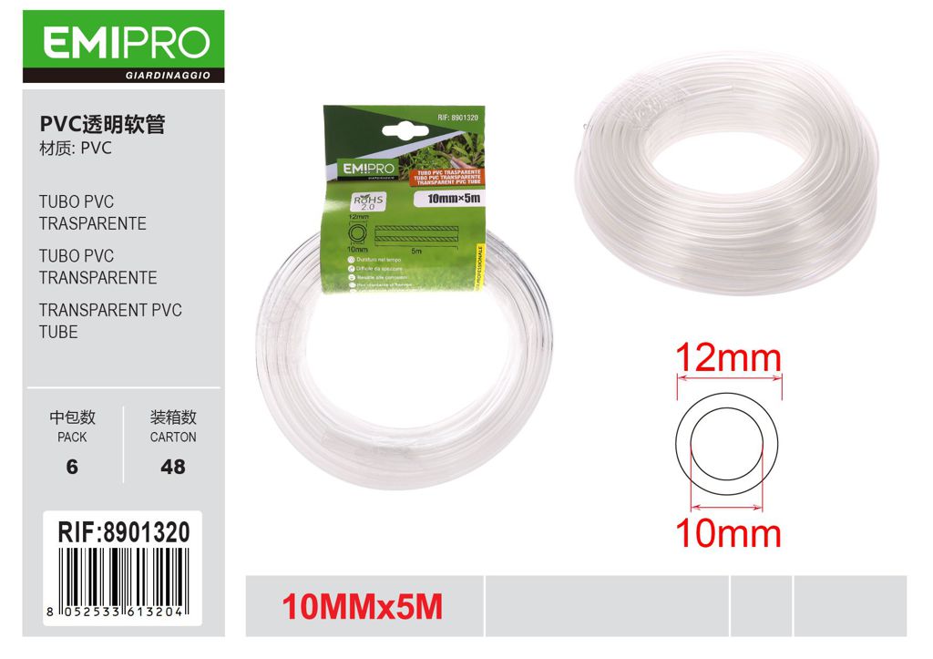 TUBO PVC TRASPARENTE 10MM*5M