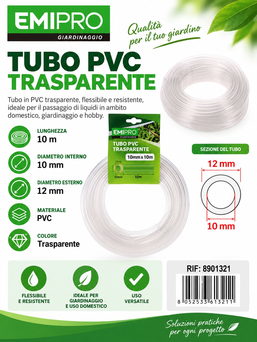 TUBO PVC TRASPARENTE 10MM*10M