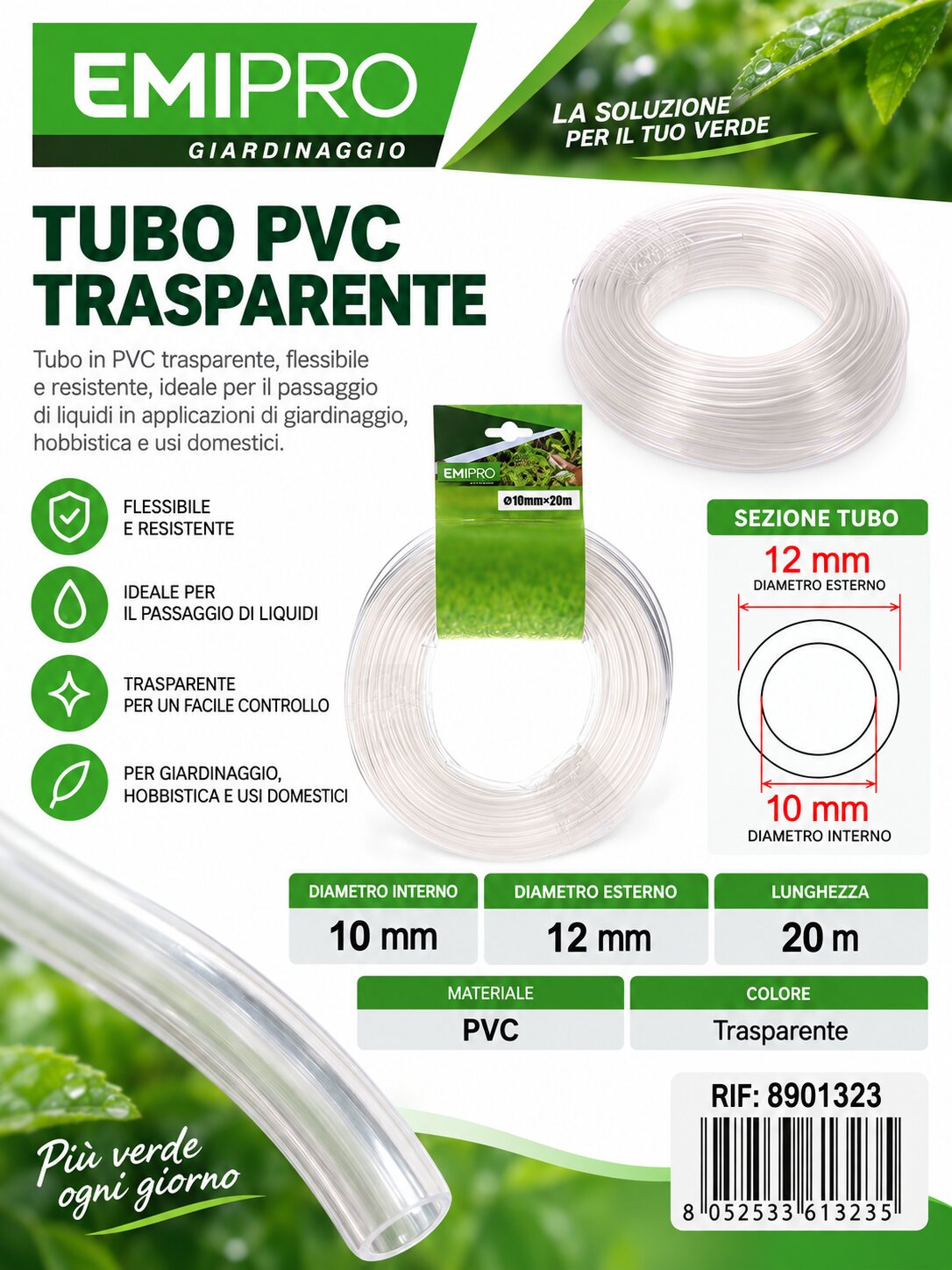 TUBO PVC TRASPARENTE 10MM*20M