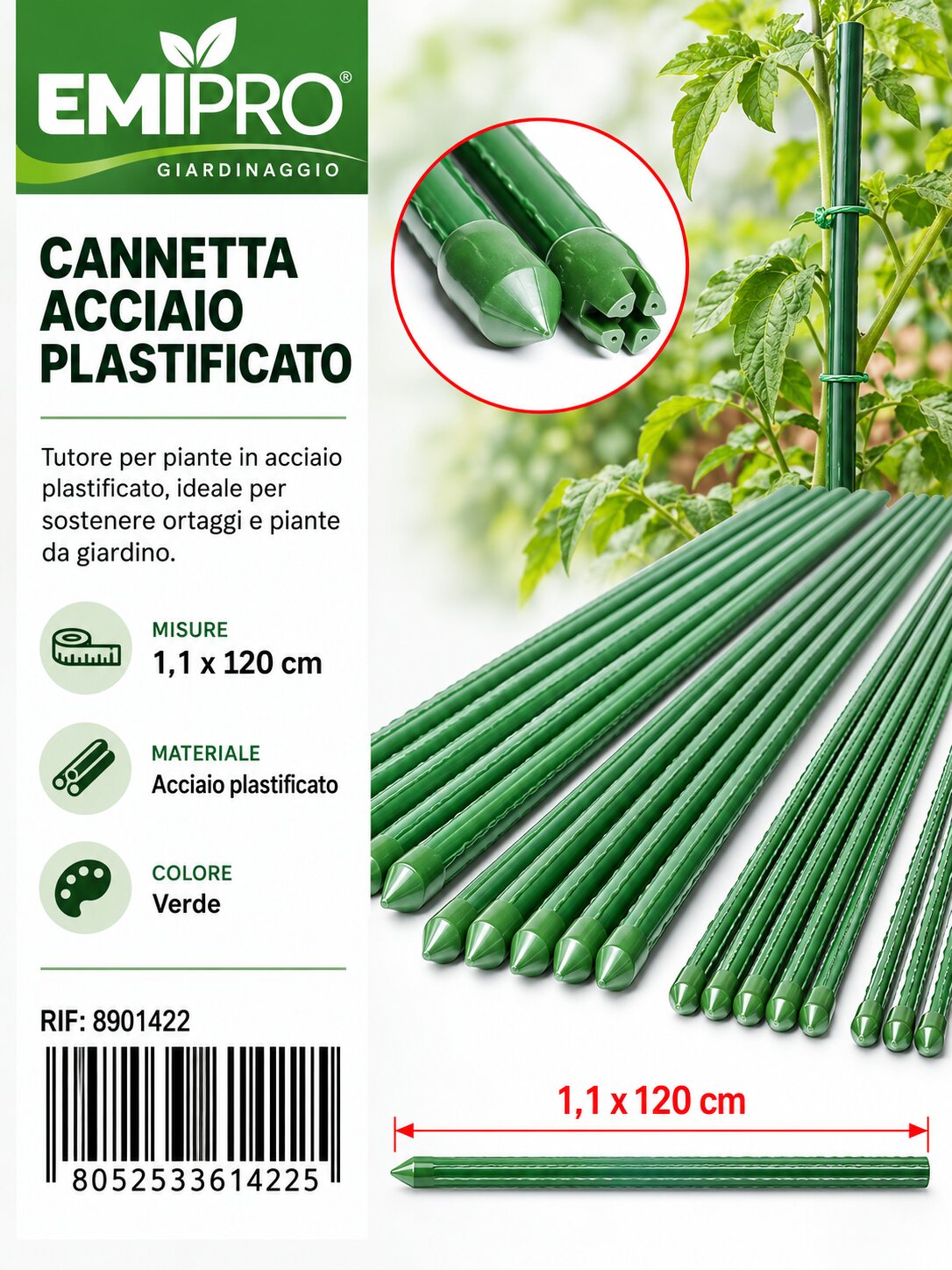 CANNETTA ACCIAIO PLASTIFICATO 1.1*120CM
