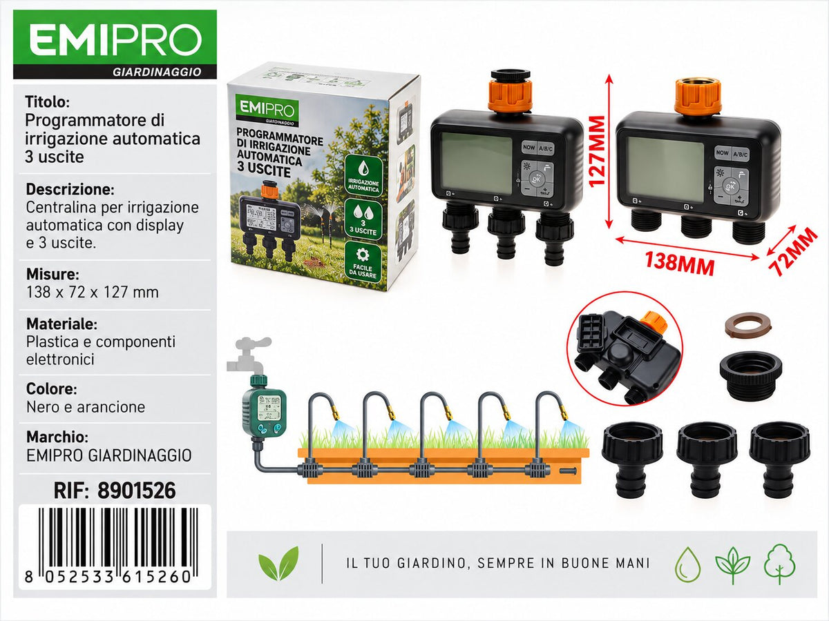 PROGRAMMATORE DI IRRIGAZIONE AUTOMATICA 3 USCITA