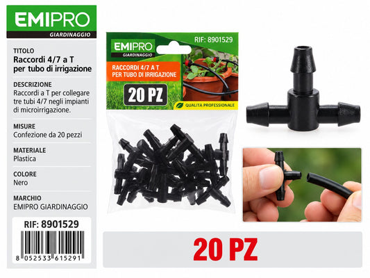 RACCORDI 4/7 T PER TUBO IRRIGAZIONE 20PZ
