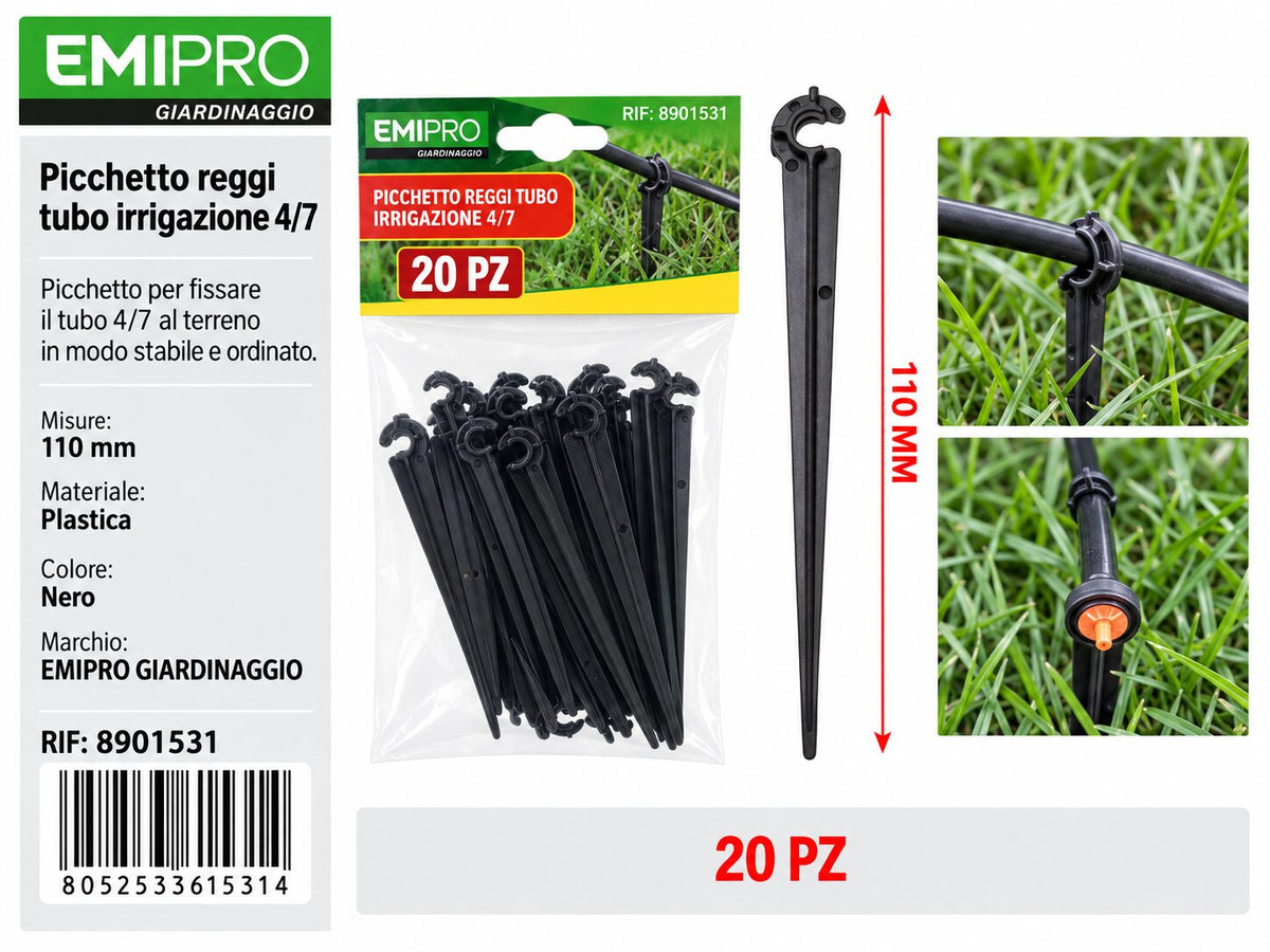 PICCHETTO REGGI TUBO IRRIGAZIONE 4/7 20PZ