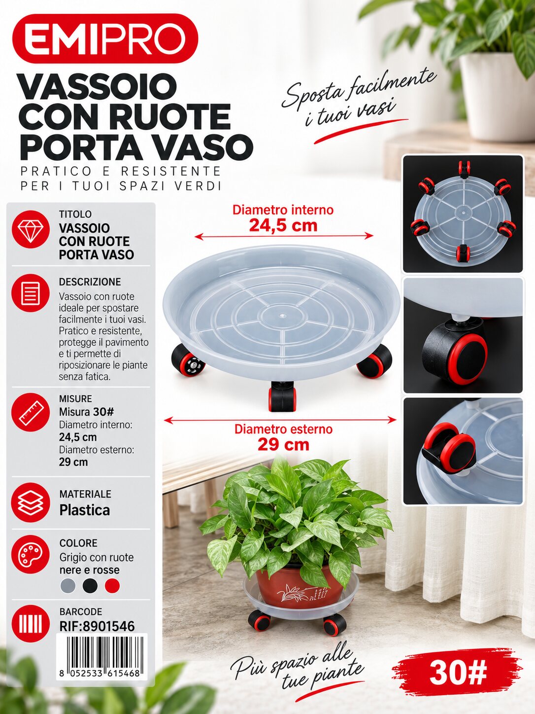 VASSOIO CON RUOTA 30#