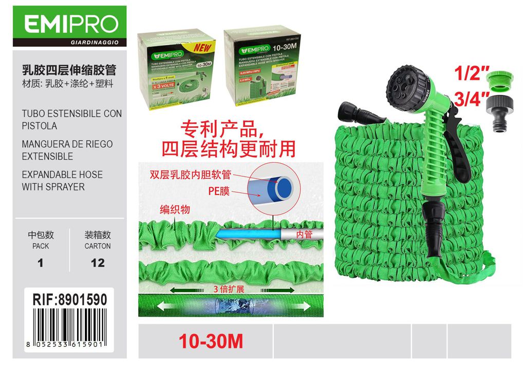TUBO ESTENSIBILE CON PISTOLA 10-30M