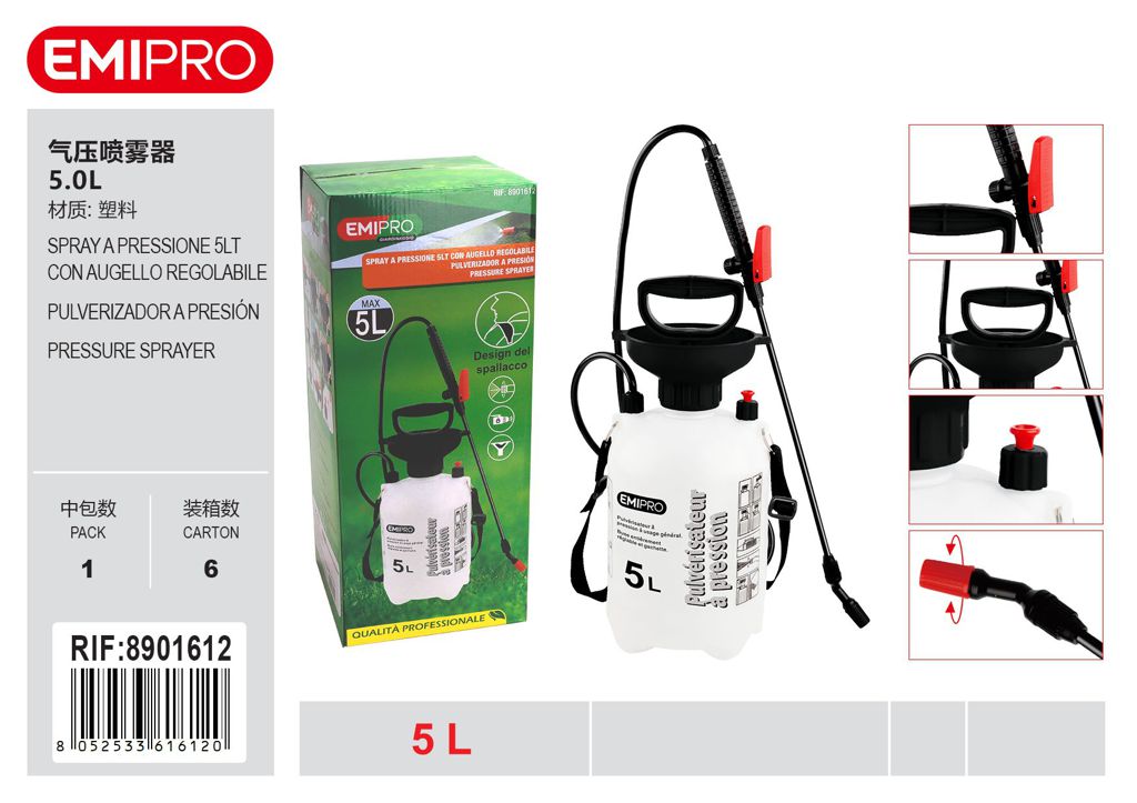 SPRAY A PRESSIONE 5LT CON AUGELLO REGOLABILE 5.0L