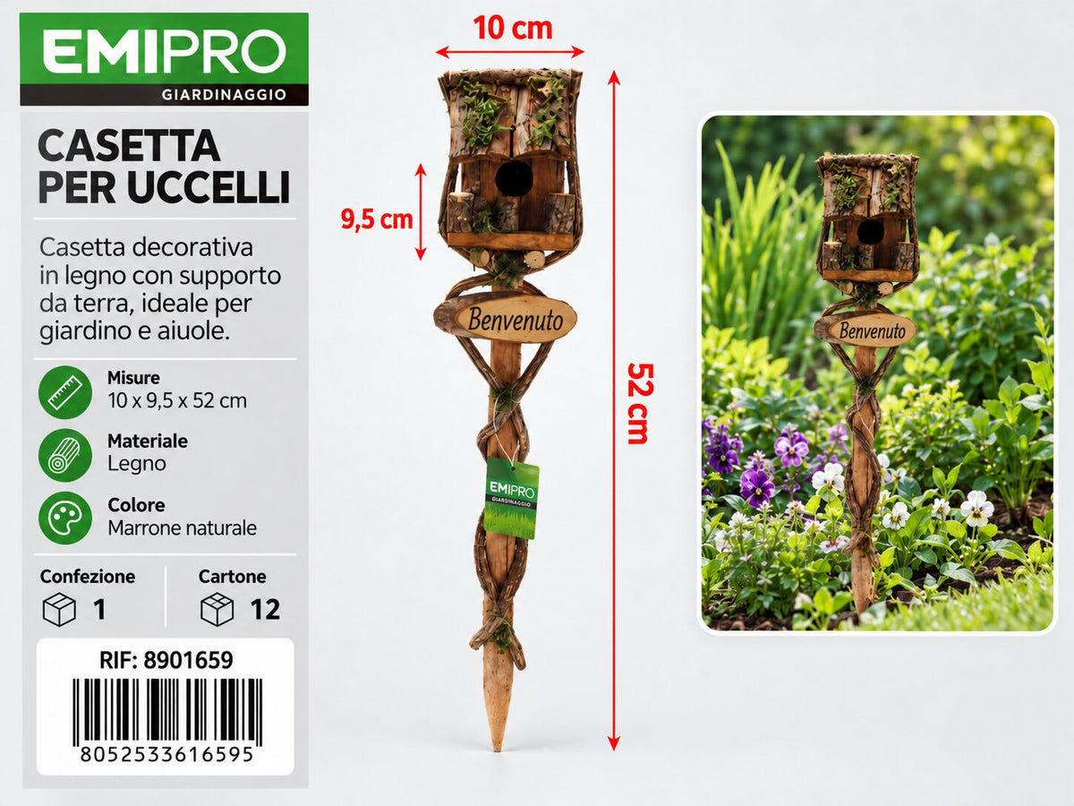 CASETTA PER UCCELLI 9*9*50CM