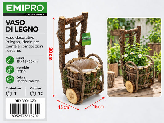 VASO DI LEGNO 15*15*30CM