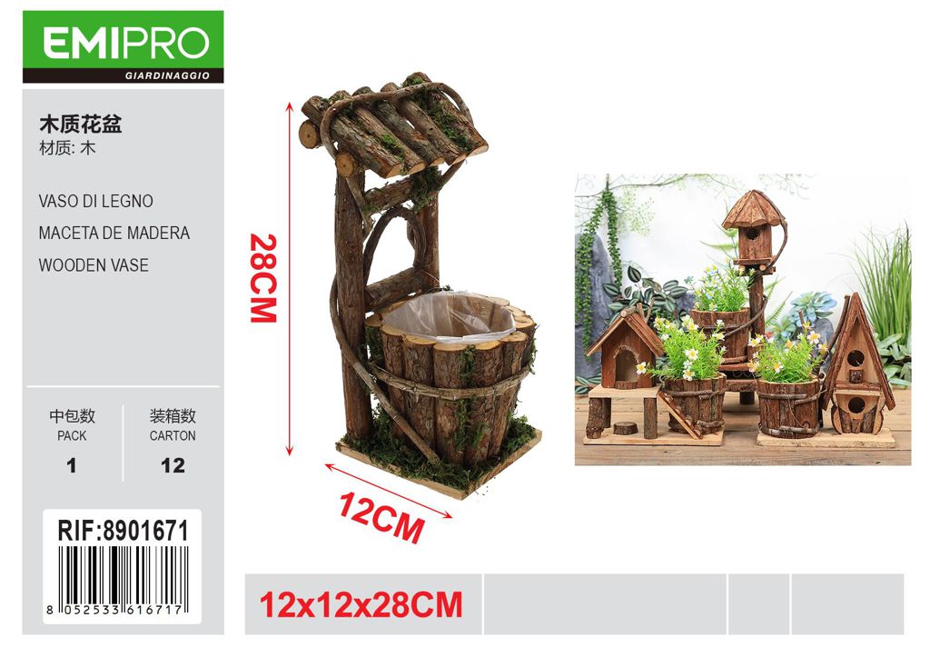 VASO DI LEGNO 12*12*28CM