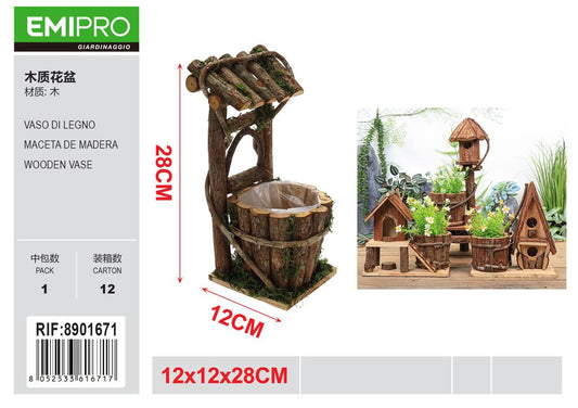 VASO DI LEGNO 12*12*28CM