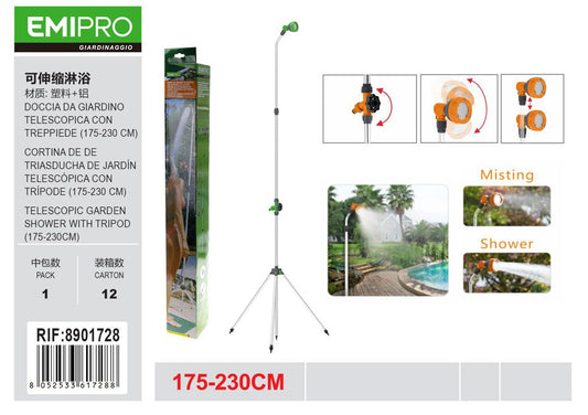 DOCCIA DA GIARDINO TELESCOPICA CON TREPPIEDE 175-230 CM