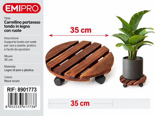 CARRELLINO PORTATUTTO IN LEGNO CON RUOTE 35CM