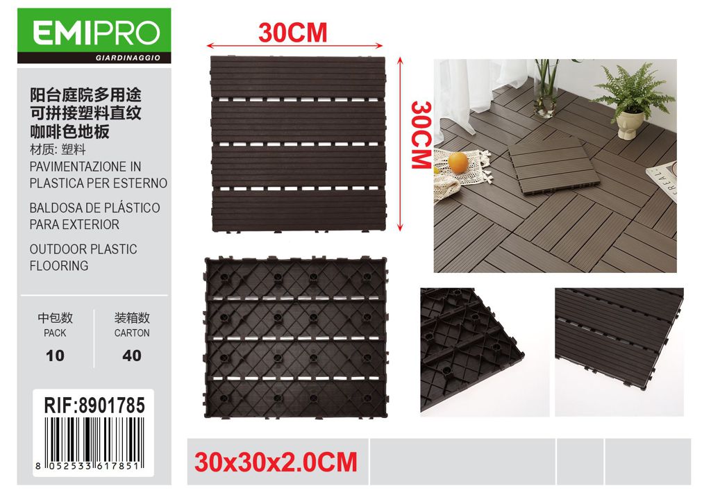 PAVIMENTAZIONE IN PLASTICA PER ESTERNO 30*30*2.0CM
