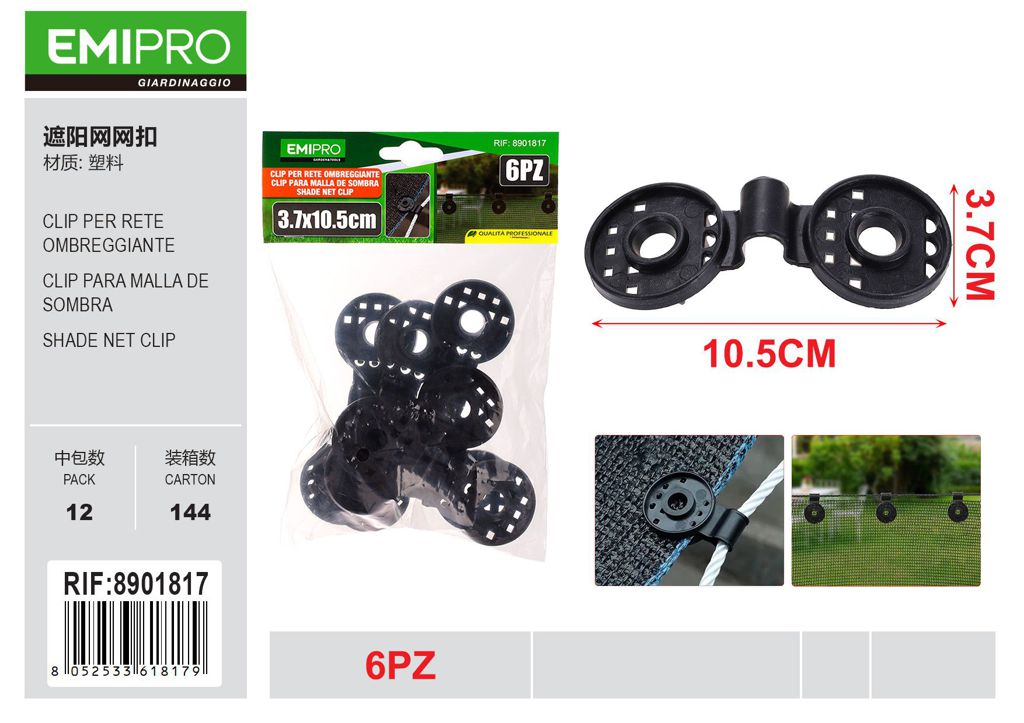 CLIP PER RETE OMBREGGIANTE 6PZ