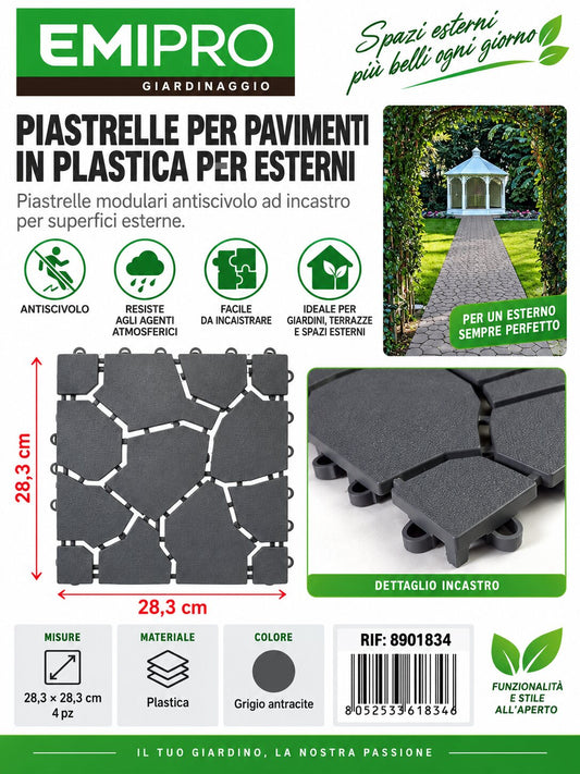 PIASTRELLE IN PLASTICA PER ESTERNI 28.3*28.3CM 4PZ