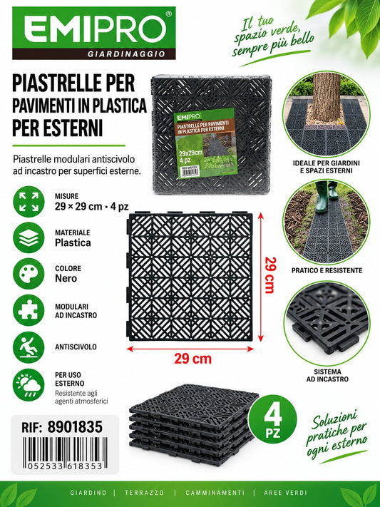 PIASTRELLE IN PLASTICA PER ESTERNI 29*29CM 4PZ