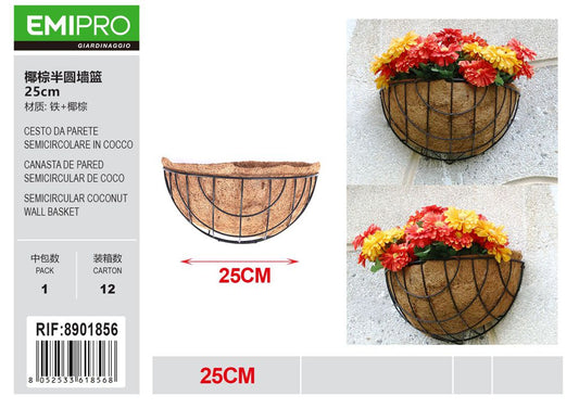 CESTO DA PARETE SEMICIRCOLARE IN COCCO 25CM