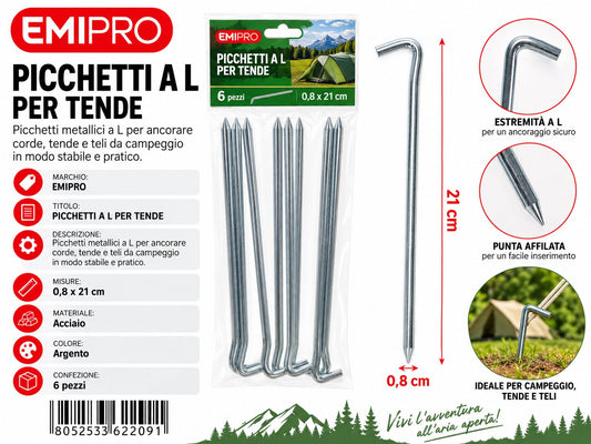 CHIODI PER TENDE 0.8*21CM 6PCS