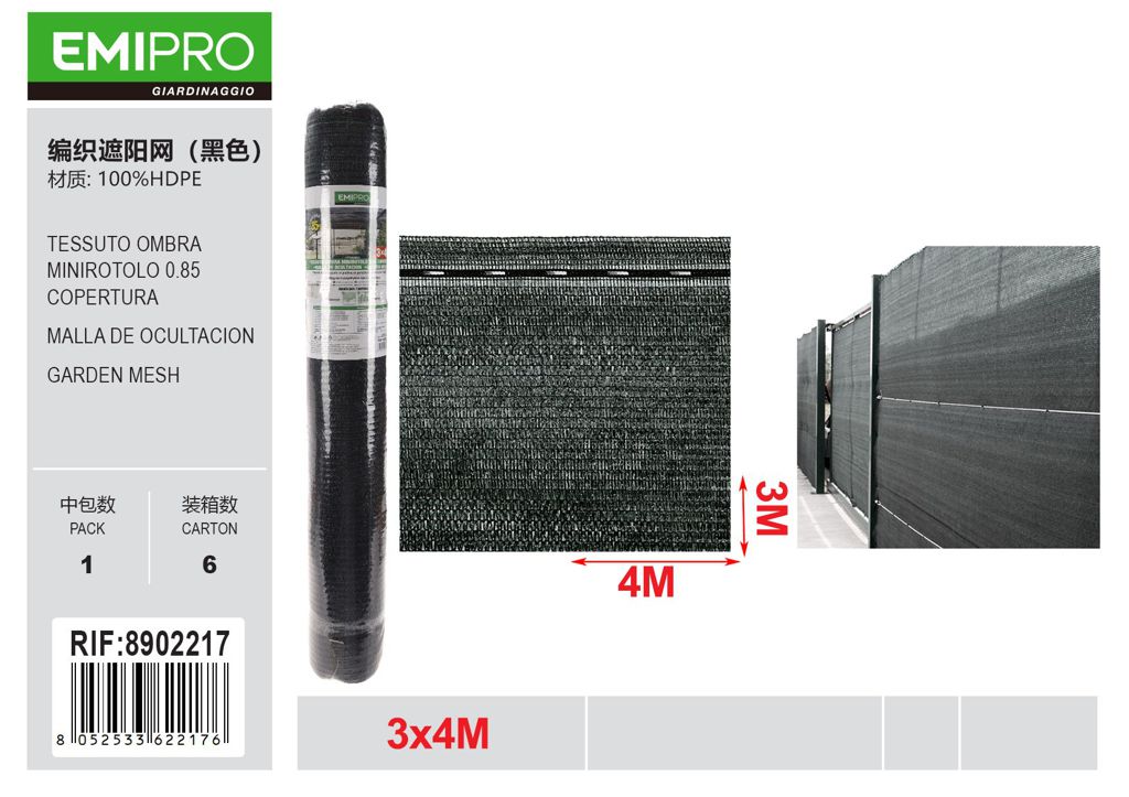 TESSUTO OMBRA MINIROTOLO 0.85 COPERTURA 3*4M