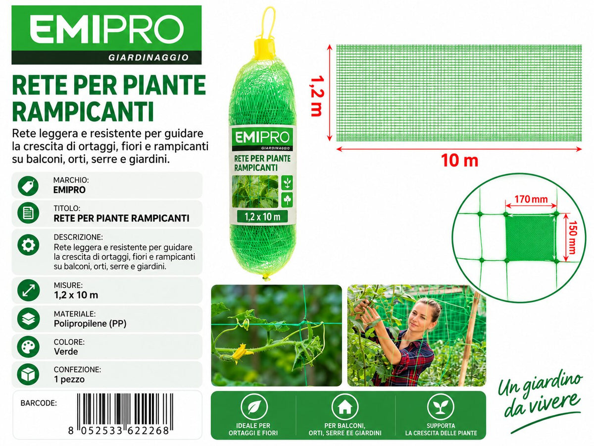 RETE PER PIANTE RAMPICANTI 1.2*10M