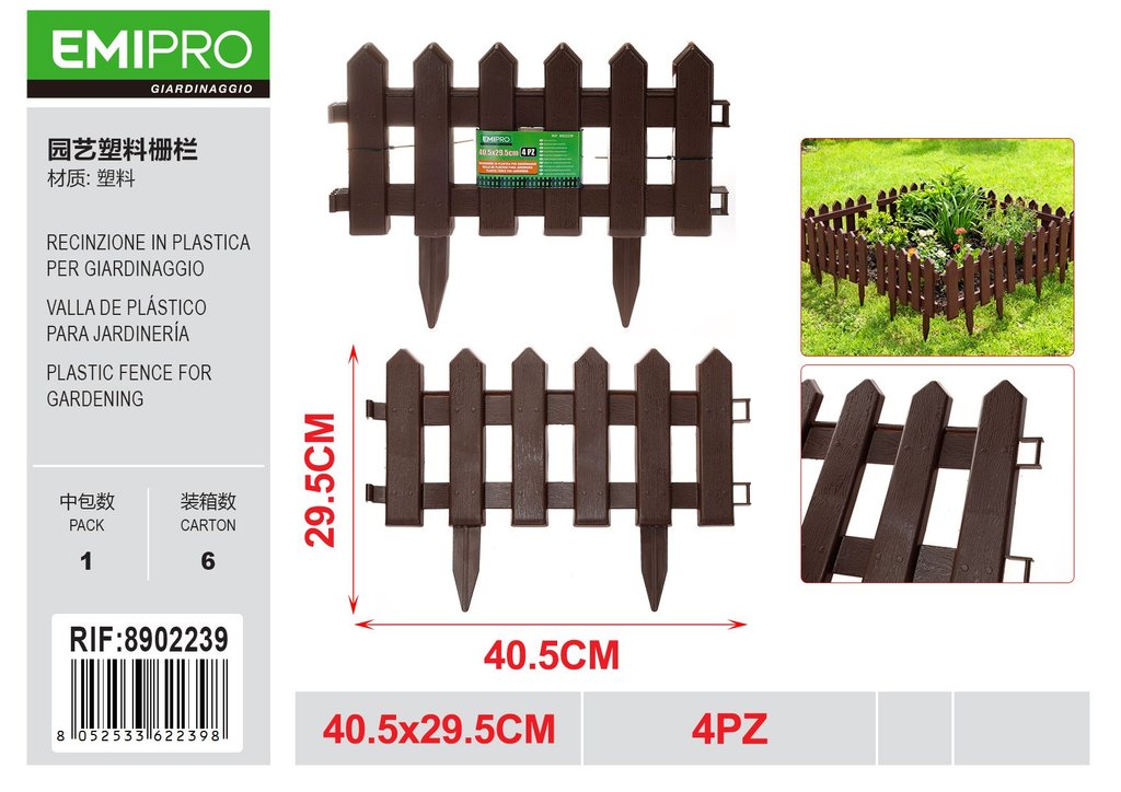 RECINZIONE IN PLASTICA PER GIARDINAGGIO 40.5*29.5CM 4PZ