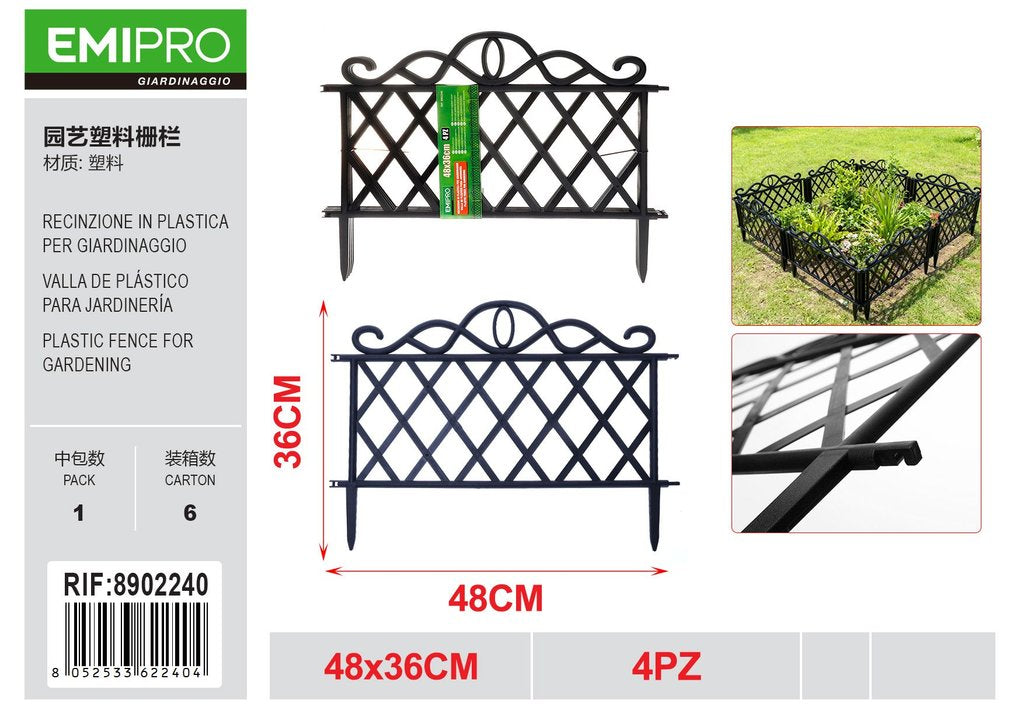 RECINZIONE IN PLASTICA PER GIARDINAGGIO 48*36CM 4PZ