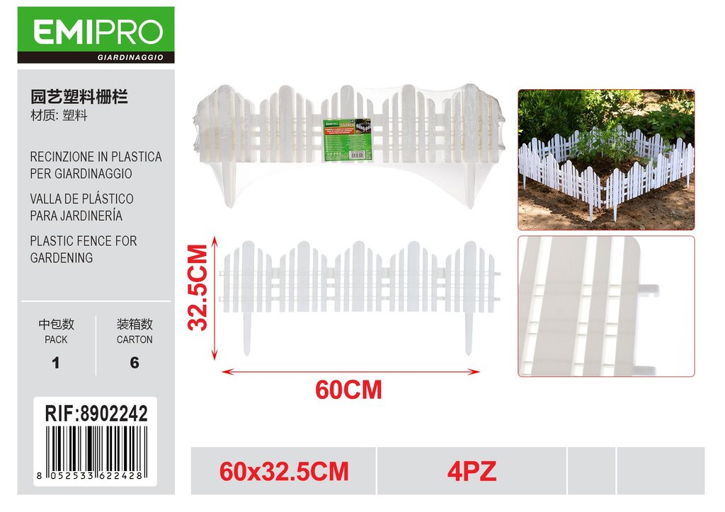 RECINZIONE IN PLASTICA PER GIARDINAGGIO 57*24CM 4PZ