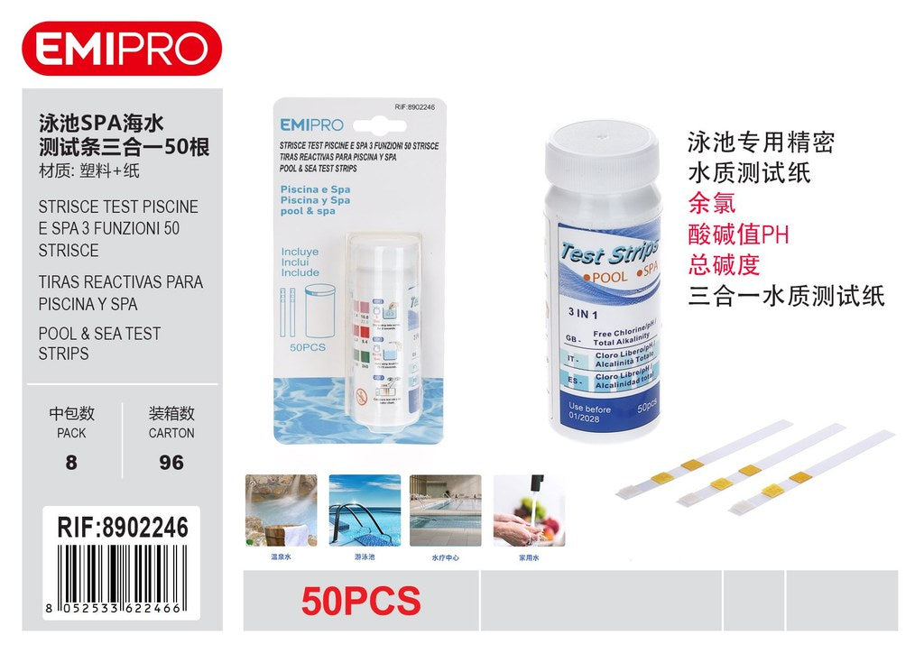 Strisce Test Piscine E Spa 3 Funzioni 50 Strisce