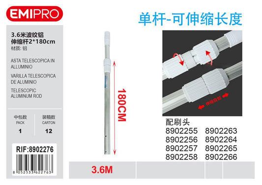 Asta Telescopica In Alluminio 3.6M 2*180cm