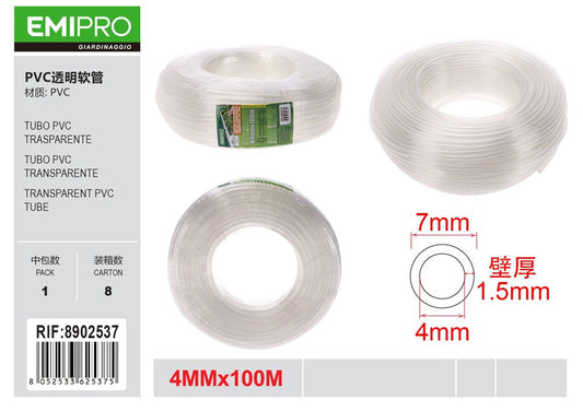 TUBO PVC TRASPARENTE 4MM*100M
