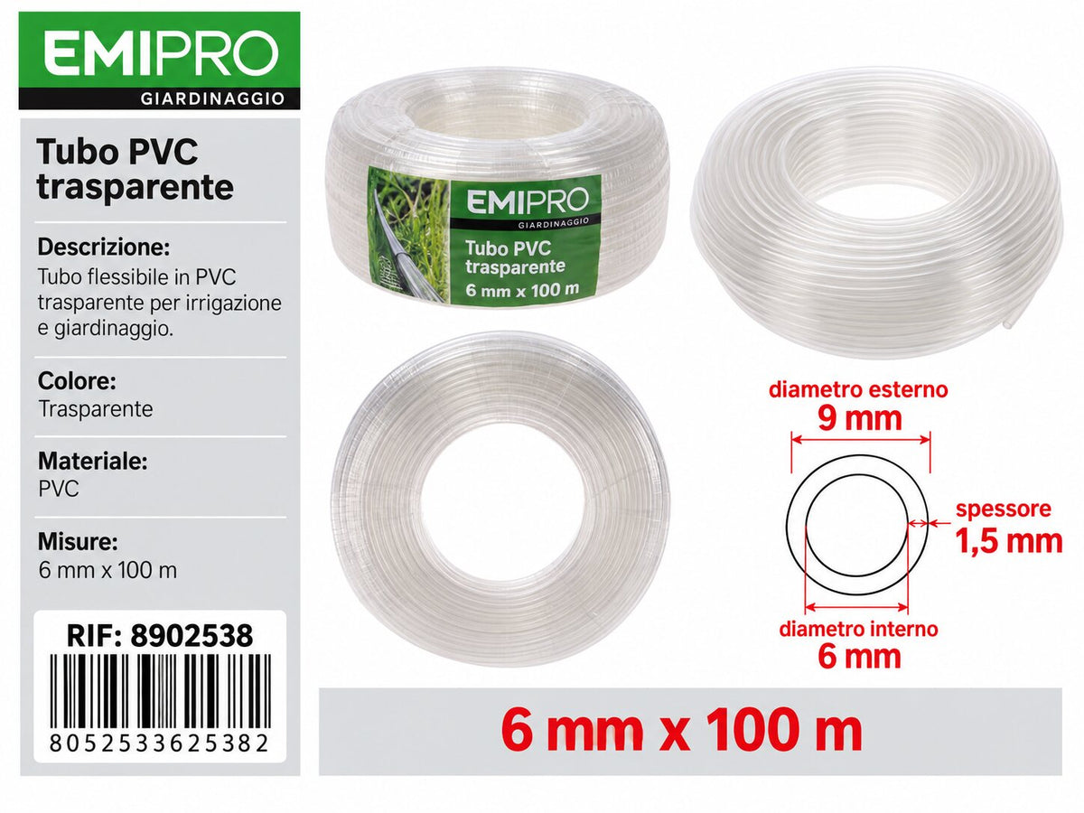 TUBO PVC TRASPARENTE 6MM*100M
