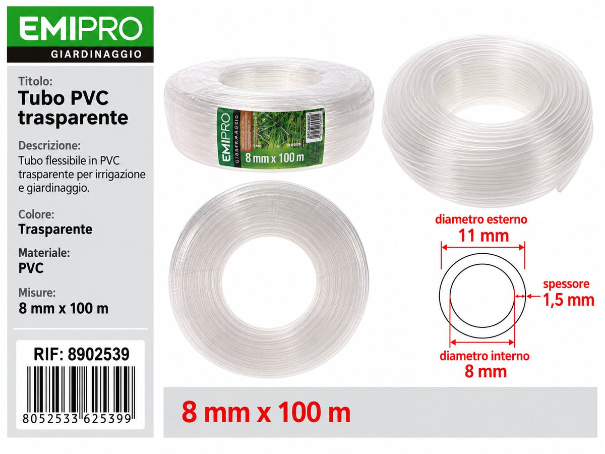 TUBO PVC TRASPARENTE 8MM*100M