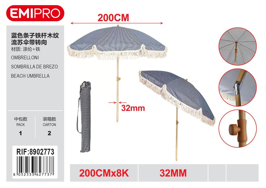 Ombrelloni 200cm*8K 32mm