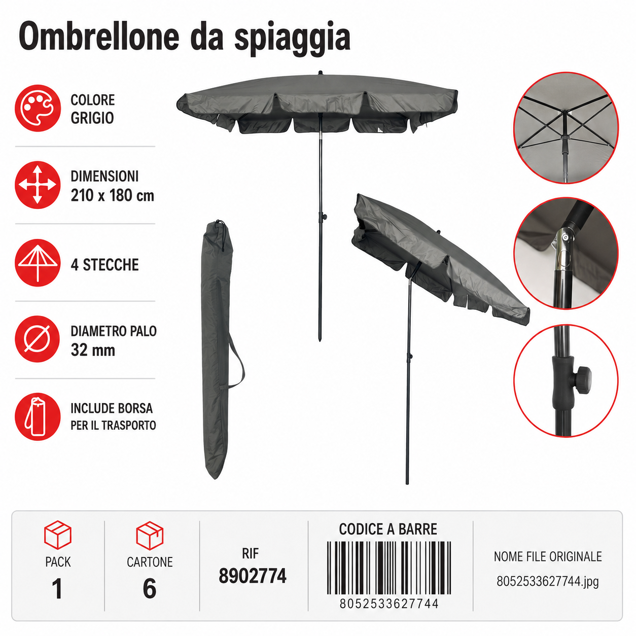 Ombrelloni 200*180cm*4k 32mm