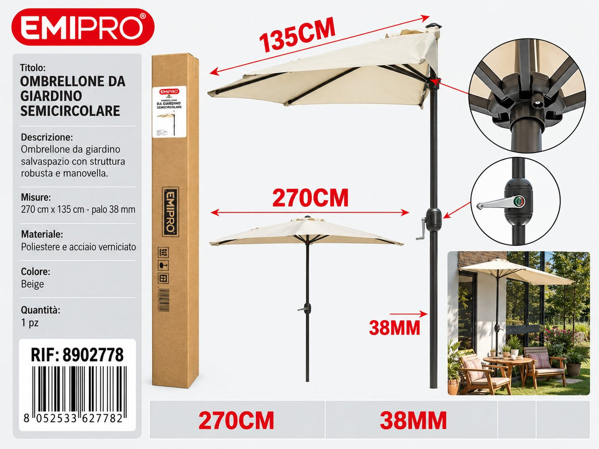 Ombrellone da Giardino 270cm