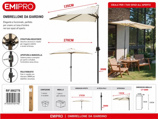 Ombrellone da Giardino 270cm