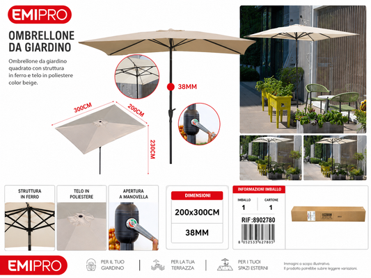 Ombrellone da Giardino 200*300cm