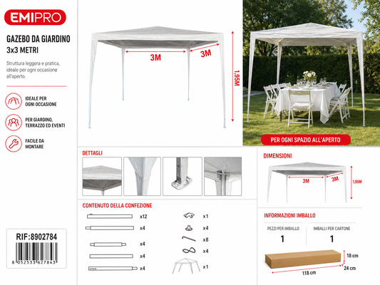 Gazebo Bianco 3*3m