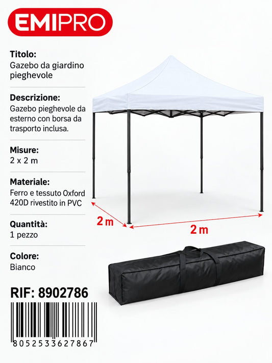 Gazebo da Giardino Pieghevole 2*2m