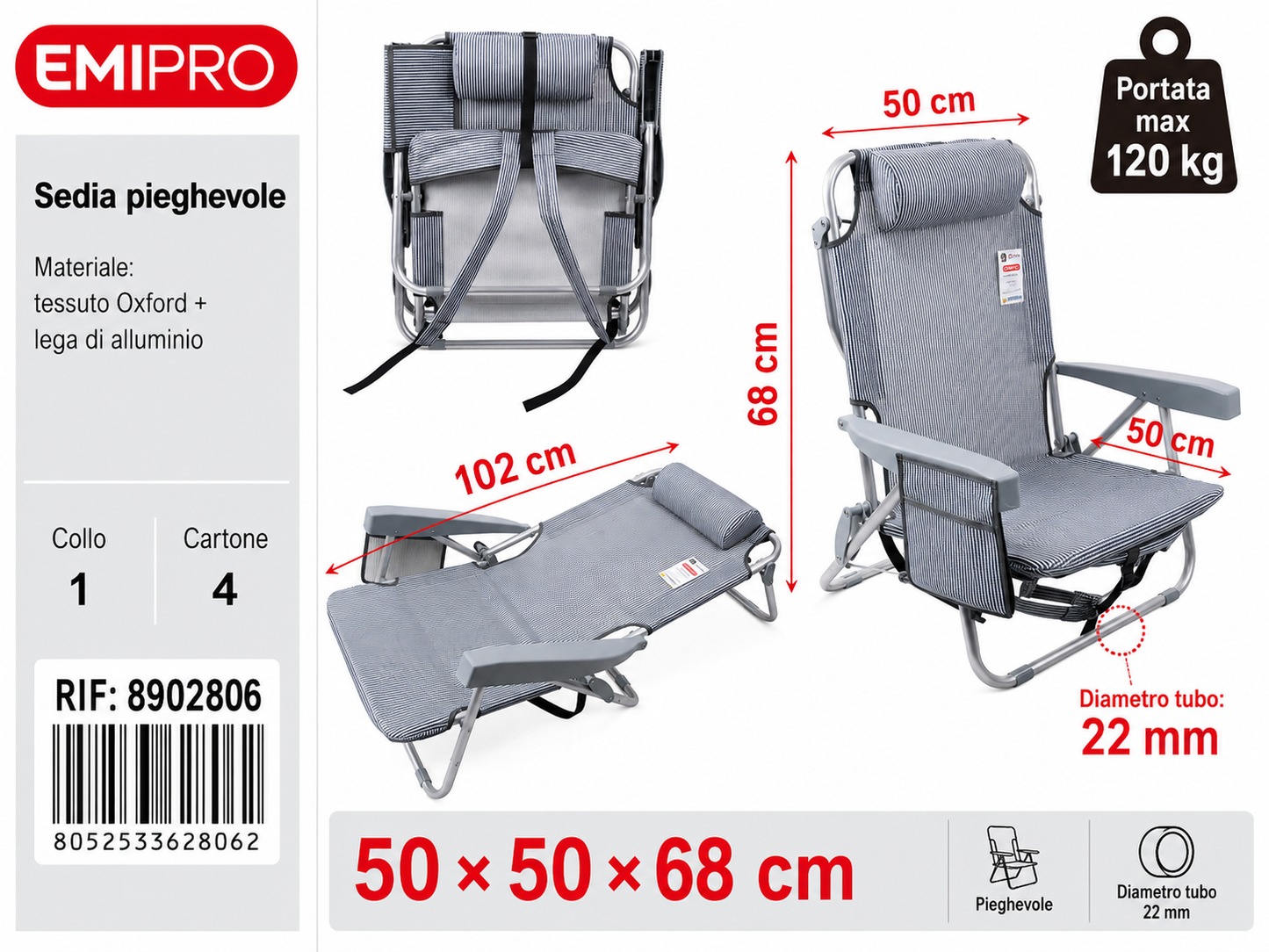 Sedia Pieghevole 50*55*68cm