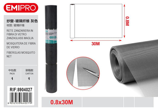 Rete Zanzariera In Fibra Di vetro Zanzaglass Maglia 1.8*1.6mm Grigia 0.8*30M