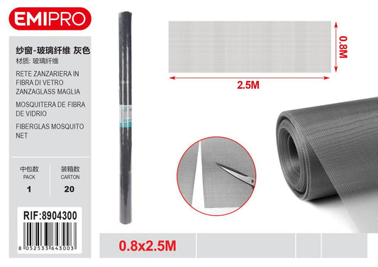 Rete Zanzariera In Fibra Di vetro Zanzaglass Maglia 1.8*1.6mm Grigia 0.8*2.5M