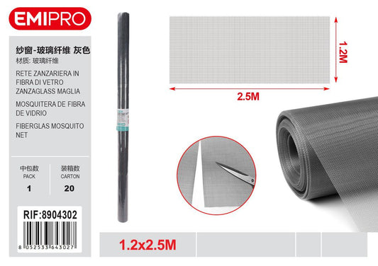 Rete Zanzariera In Fibra Di vetro Zanzaglass Maglia 1.8*1.6mm Grigia 1.2*2.5M