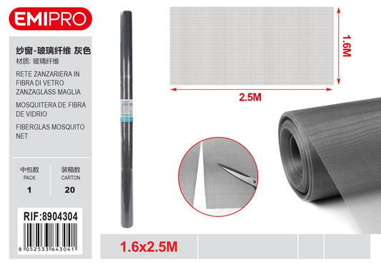 Rete Zanzariera In Fibra Di vetro Zanzaglass Maglia 1.8*1.6mm Grigia 1.6*2.5M